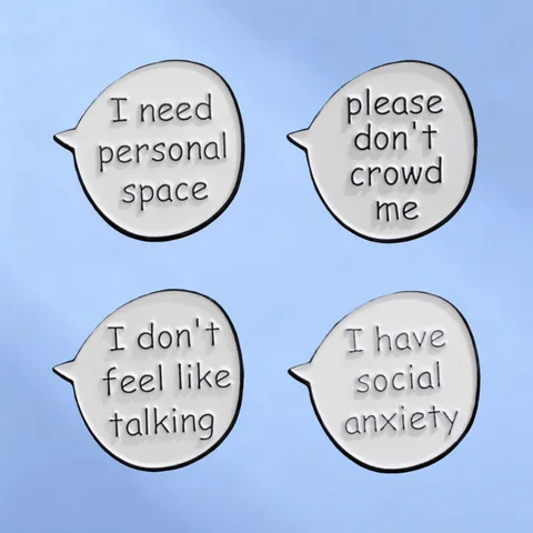 Funny Social Anxiety Speech Bubble Enamel Pins Alloy Text Badge Brooch Social Anxiety Personal Space Jewelry Accessory