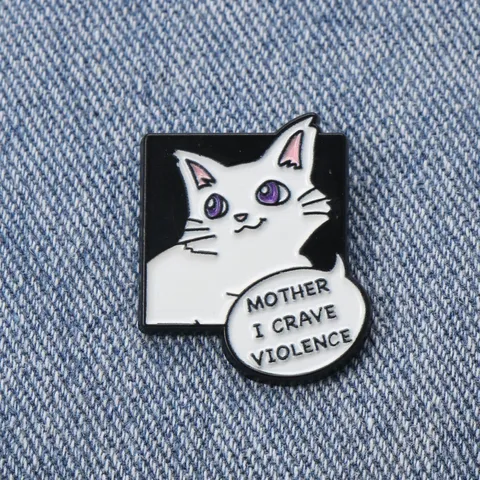 Creative Contrast Cat Alloy Brooch Funny Text Speech Bubble Metal Enamel Pin For Backpack Pencil Case Clothes Decoration Ornament Gift
