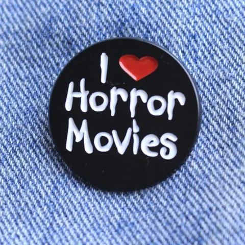 Runde Legierung Brosche Pin I Heart Horror Movies Kreative Emaille Abzeichen Für Kleidung Taschen Zubehör Dekoration Mode Schmuck Geschenk