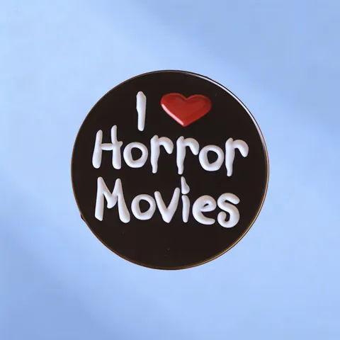 Runde Legierung Brosche Pin I Heart Horror Movies Kreative Emaille Abzeichen Für Kleidung Taschen Zubehör Dekoration Mode Schmuck Geschenk