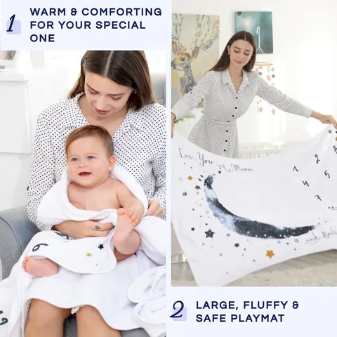 Baby Milestone Blanket Soft Flannel Monthly Growth Chart Photography Background Props Moon Star Floral Newborn Swaddle Blanket