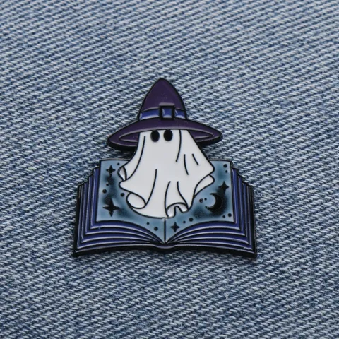 Halloween Wizard Ghost Enamel Pin Magic Book Alloy Brooch Cute Cartoon Badge Clothing Backpack Hat Holiday Accessory Jewelry