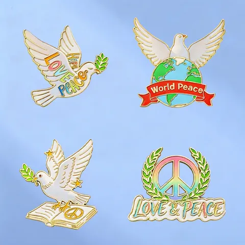 Vintage Peace Dove Enamel Brooch World Peace Badge For Backpack Clothing Accessory Alloy Enamel Pin Unisex Jewelry Gift