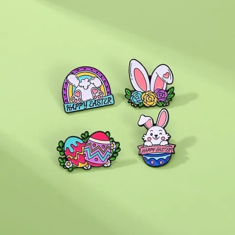Funny Alloy Enamel Brooch Pin Set Motivational Text Independence Day Easter Lapel Pins For Backpack Clothing Accessories Gift Women Men