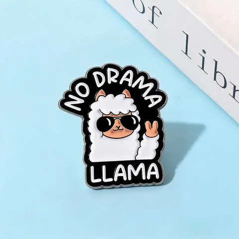 Αστεία Καρφίτσα Λάμα No Drama Σμάλτο Alpaca Γυαλιά Ηλίου Καρφίτσα από Κράμα Σήμα για Σακίδιο Πλάτης Ρούχα Κόσμημα Δώρο