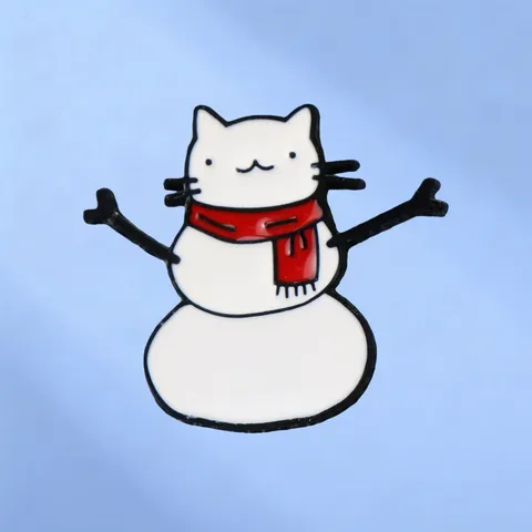 Cartoon Süß Katzengesicht Schneemann Legierung Brosche Lackiert Metall Anstecknadel Personalisierte Abzeichen Für Mantel Jacke Winter Schmuck
