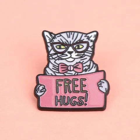 Mignonne Broche en Émail d'Alliage de Chat de Dessin Animé Câlins Gratuits Badge pour Sac à Dos Trousse Accessori de Vêtements Épingle de Revers d'Animal Créatif