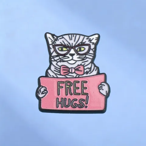 Mignonne Broche en Émail d'Alliage de Chat de Dessin Animé Câlins Gratuits Badge pour Sac à Dos Trousse Accessori de Vêtements Épingle de Revers d'Animal Créatif