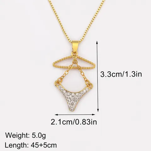 Collier Pendentif Cintre Bikini en Cuivre Plaqué Or Tendance Collier Ras du Cou Personnalisé en Zirconia Pour Femme Bijoux Uniques