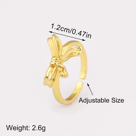 18 Karat Vergoldet Kupfer Schleife Ring Für Frauen Verstellbar Zirkonia Eingelegt Eleganter Luxus Schleifenknoten Offener Ring Modeschmuck