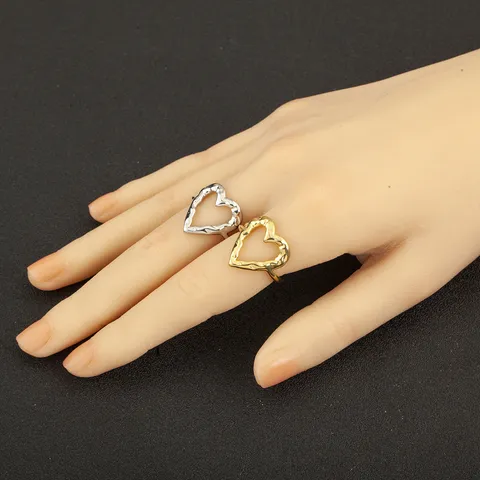 Minimalistischer Unregelmäßiger Falten Herz Open Ring Damen Kupfer 18K Gold Silber Vergoldet Verstellbarer Mode Herzring Schmuck