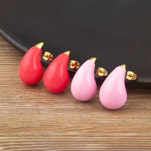 18K Gold Plated Copper Enamel Colorful Water Drop Stud Earrings Candy Color Designer Fashion Jewelry For Women