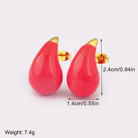 18K Gold Plated Copper Enamel Colorful Water Drop Stud Earrings Candy Color Designer Fashion Jewelry For Women