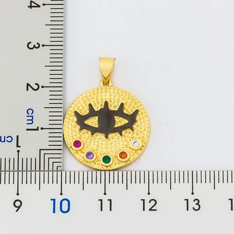 Turkish Evil Eye Necklace Gold Plated Copper Colorful Zirconia Round Pendant Necklace For Women Amulet Jewelry Gift