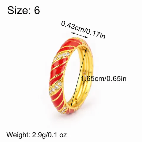 Luxury 18K Gold Plated Copper Colorful Enamel Spiral Stripe Statement Ring With Micro Pave Zirconia European Style Fashion Ring Jewelry For Unisex