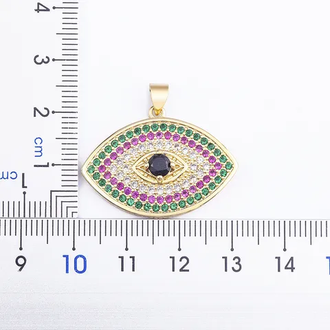 Vintage Evil Eye Pendant Necklace For Women Copper 18K Gold Plated Colorful Zirconia Nazar Amulet Clavicle Chain Jewelry Gift