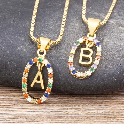 Gold Plated Copper Rhinestone Alphabet Pendant Necklace European Fashion Luxury Initial Letter Choker Necklace Jewelry Gift For Women Men Unisex