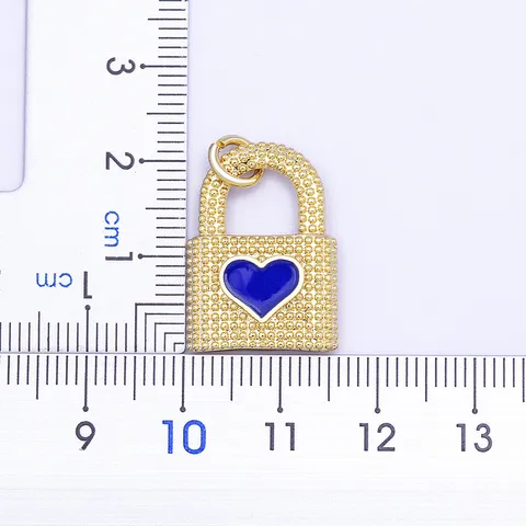 Collier Pendentif Serrure Coeur Émail en Cuivre Plaqué Or 18K Vintage Chaîne Choker Zirconia Bijoux Mode Unisexe