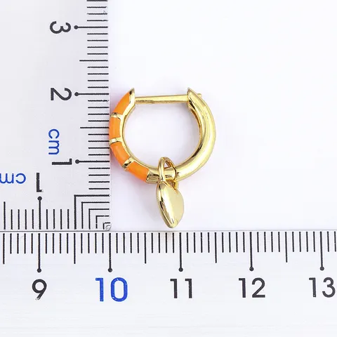 18K Gold Plated Copper Heart Drop Earrings Colorful Enamel Drip Bamboo Joint Hoop Sweet Cool Fashion Jewelry For Women