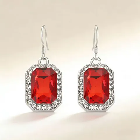 Vintage Orecchini a Pendolo in Lega con Strass Rettangolo Cristallo Eleganti Geometrici Intarsiati Vetro Gemme Orecchini per Donna Gioielli Regalo