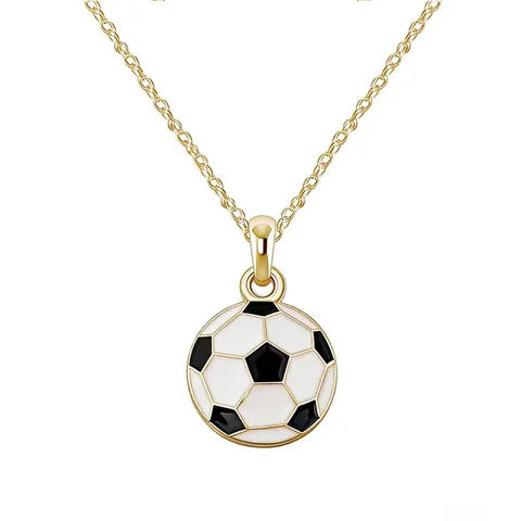 Sport Stil Legierung Emaille Fußball Anhänger Halskette Ohrringe Set Goldene Kette Rundes Fußball Schmuck Für Herren Damen Jugendliche Geschenk