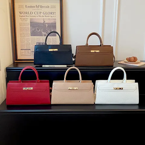 Damen PU Leder Umhängetasche Luxus Designer Kelly Stil Handtasche Klassische Kroko Muster Schultertasche Tasche