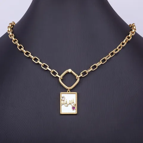 Punk 18K Vergoldete Kupferkette Für Damen Herren Grobe Büroklammer-Kette Zirkonia Herz Böser Blick Anhänger Halsketten Schmuck