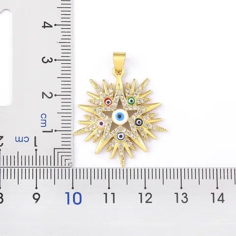 18K Gold Plated Copper Evil Eye Star Pendant Necklace Turkish Devil Eye Zirconia Rhinestone Charm Necklace Jewelry For Women Men