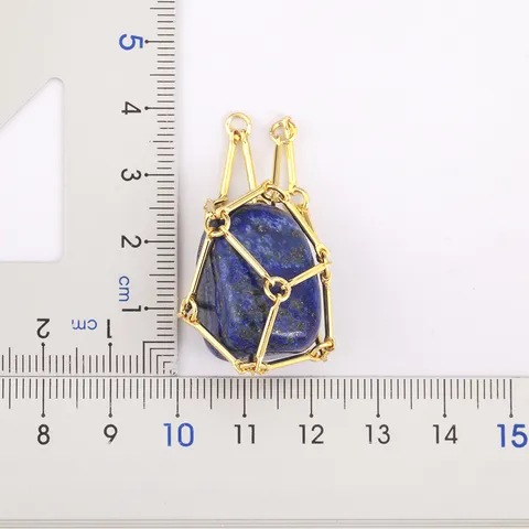 Copper 18K Gold Plated Natural Crystal Woven Net Pendant Necklace For Women Men Adjustable Chain Bamboo Joint Zirconia Jewelry Gift