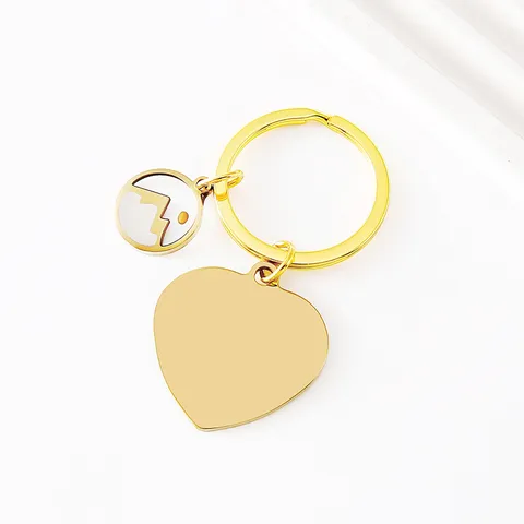 Stainless Steel Heart Keychain With Epoxy Mustard Seed Pendant Landscape Pattern Heart Shaped Blank Metal Key Ring For DIY Craft Jewelry Gift