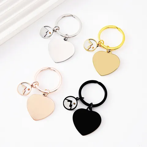 Stainless Steel Heart Keychain With Epoxy Mustard Seed Pendant Landscape Pattern Heart Shaped Blank Metal Key Ring For DIY Craft Jewelry Gift