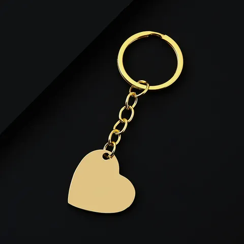 Portachiavi a Cuore Vuoto in Acciaio Inossidabile Ciondolo ad Anello a Cuore in Metallo Lucido per Incisione Fai-da-te Regalo per Donna Uomo Accessori