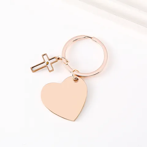 Stainless Steel Mustard Seed Heart Cross Keychain Religious Geometric Metal Keyring For Men Women Jewelry Accessories