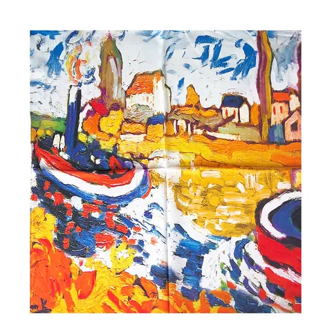 Sciarpa di Seta Stampata d'Arte della Pittura a Olio d'Epoca per le Donne Foulard Quadrato Astratto di Lusso Elegante Capo
