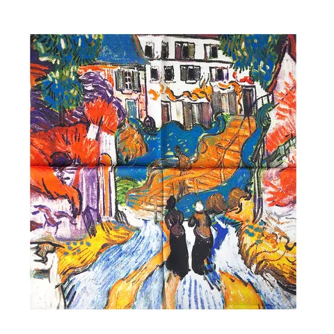 Sciarpa di Seta Stampata d'Arte della Pittura a Olio d'Epoca per le Donne Foulard Quadrato Astratto di Lusso Elegante Capo