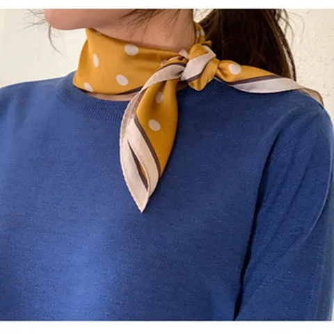 Französischer Vintage Polka Dot Maulbeerseide Quadratischer Schal Für Damen Echter Seiden Halstuch Kleines Kopftuch Leichter Kopfschal Zubehör