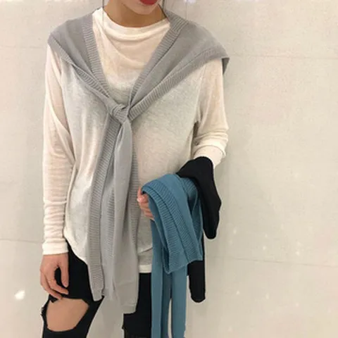 Mode Eisseide Sonnenschutz Schal Einfarbig Geknotet Cape Schal Für Damen Dekoratives Schultertuch Reise Casual Oberbekleidung