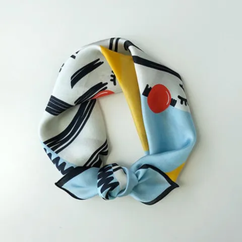 Cartoon Bedruckter Seide Quadratischer Schal Für Damen Kinder Modische Halstuch Vintage Stil Künstlerische Illustration Kopftuch Haar Bandana