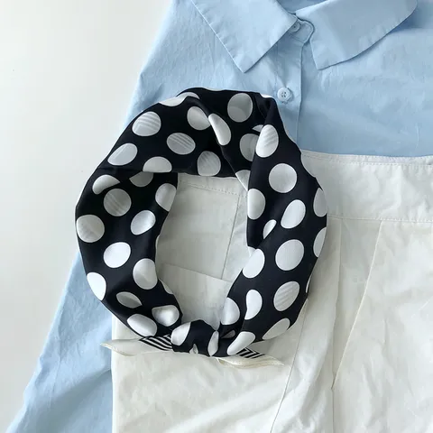 Französisches Vintage Polka Dot Seide Quadratisches Tuch Für Damen Bedruckt Maulbeerseide Halstuch Chic Haarschal Bandana Taschentuch Retro Kopfschal Dekorative Kleiner Schal