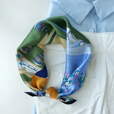 Maulbeerseide Schal Kleines Quadratisches Tuch Bedruckt Krepp-Satin Halstuch Professionelle Mode Japanischen Stil Damen Schal