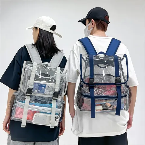 Transparenter PVC-Rucksack Lässiger Reise-Tagesrucksack Wasserdichte Schultasche Für Damen Herren Klares Buch