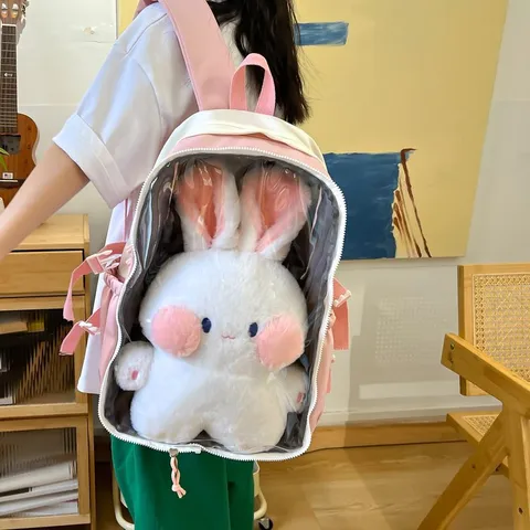 Japanese Style Ita Bag Transparent Doll Display Backpack Kawaii Student Contrast Color Schoolbag Large Capacity Travel Rucksack