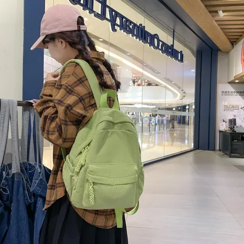 Minimalistiko Sakido Korduroy Monochromo Casual Mikro Scholiko Tsanta Urban Moda Daypack Gia Gynaikes Kai Paidia