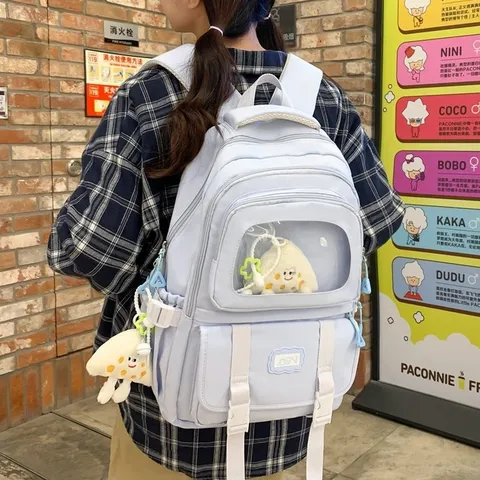 Σακίδιο Πλάτης Ita Bag από Νάιλον Μεγάλη Χωρητικότητα για Κορίτσια Στυλ Δάσους Σχολική Τσάντα Με Διαφανές Παράθυρο για Λούτρινα