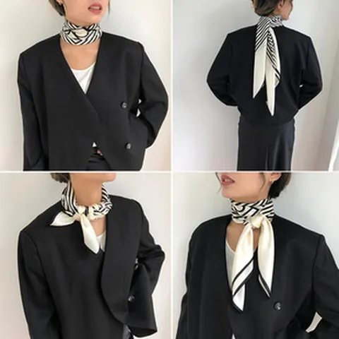 Minimalistische Moerbeizijde Vierkante Sjaal Voor Dames Noordse Geometrische Streep Bedrukte Zijden Sjaal Elegante Shawl