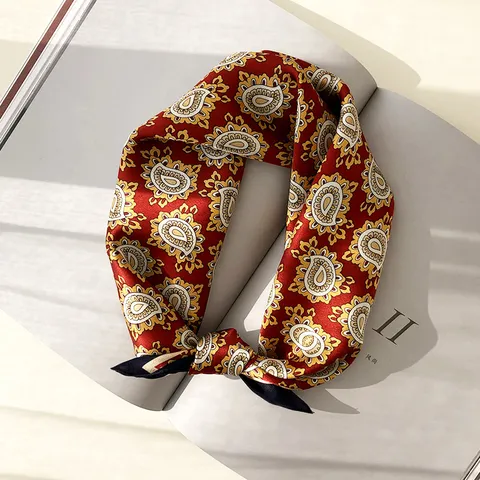 100% Moerbeizijde Sjaal Unisex Paisley Bedrukte Vierkante Sjaal Bandana Halsdoek Voor Zakelijk Casual Accessoire