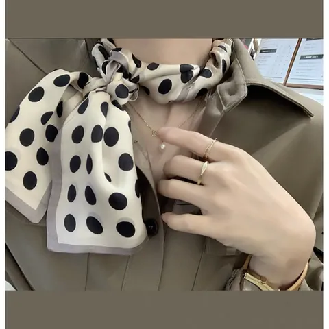 Französischer Polka Dot Seidenschal Maulbeerseide Langer Streifen Schal Band Dekorativer Halsschal Für Damen