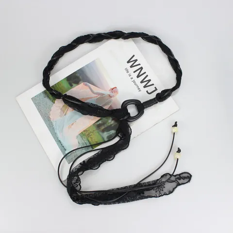 Women Fashion Woven Lace Waist Chain PU Leather Tassel Beaded Belt For Casual Dress Jeans Decorative Waistband