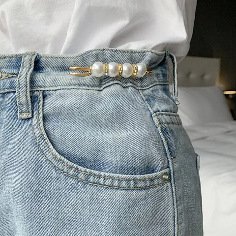 Pearl Rhinestone Brooch Pin Waist Tightener Alloy Decorative Fashion Clothing Accessories For Women Daily Wear