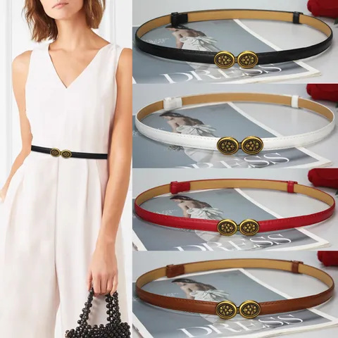 Women's Retro Thin PU Leather Waist Belt Fashion Versatile Dress Suit Sweater Waist Cinching Belt